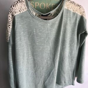 Sweater with lace shoulders